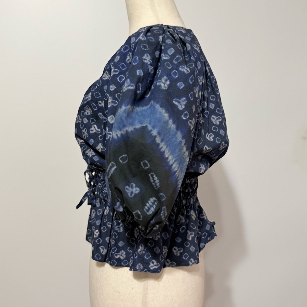 Ulla Johnson Navy Blue Patterned Blouse | Small |… - image 5